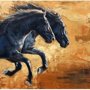 Shan Amrohvi, 12 x 12 inch, Acrylic On Canvas, Horse Painting, AC-SA-142